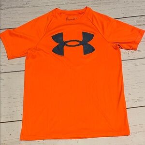 Under Armour boys Bright Orange Tee with Black Logo